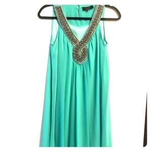 Mint green beaded chiffon dress